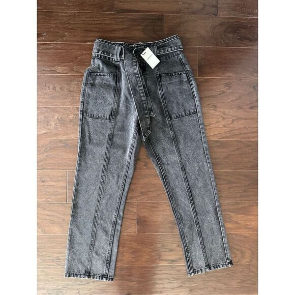 Forever 21 Black Belted Jeans size 25 - Picture 1 of 9